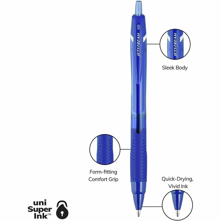 uni Jetstream Elements Ballpoint Pen - Medium Pen Point - 1 mm Pen Point Size - Blue Gel-based Ink - 1 Dozen