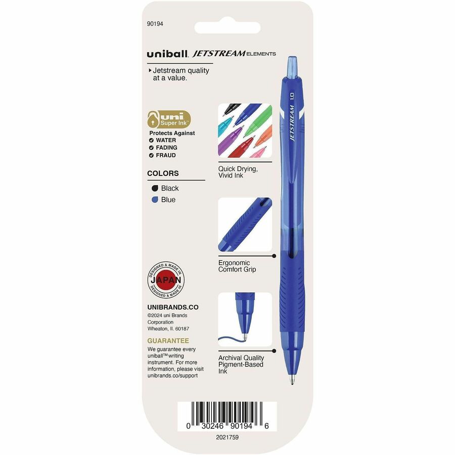 uni Jetstream Elements Ballpoint Pen - Medium Pen Point - 1 mm Pen Point Size - Assorted Gel-based Ink - 3 / Pack