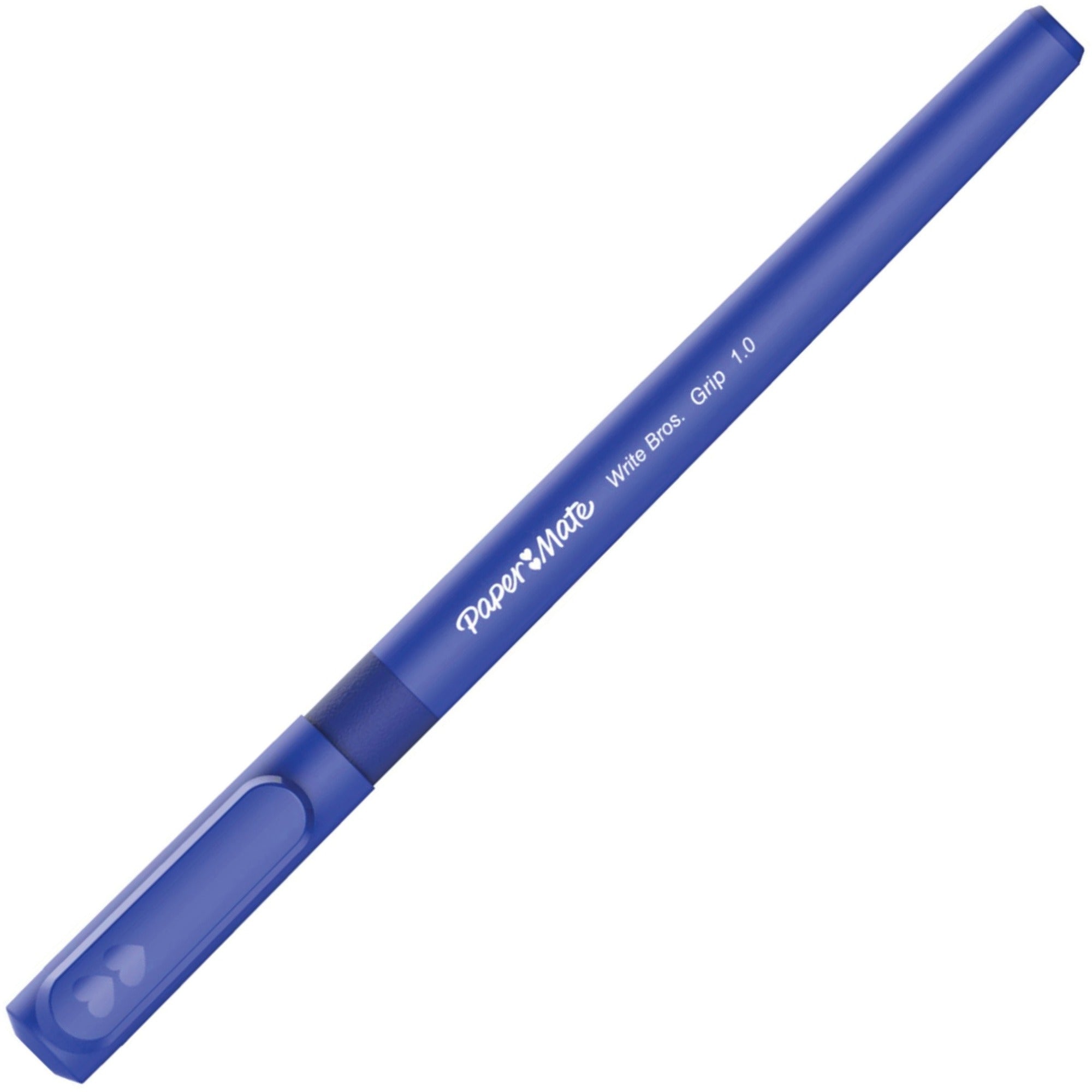Write Bros. Grip Ballpoint Pen, Stick, Medium 1 mm, Blue Ink, Blue Barrel, Dozen