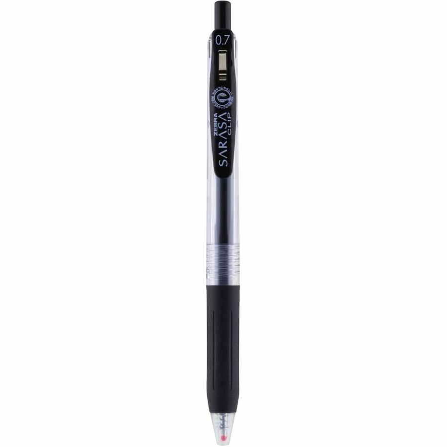 Sarasa Clip Gel Pen, Retractable, Medium 0.7 mm, Black Ink, Clear/Black Barrel, 12/Pack