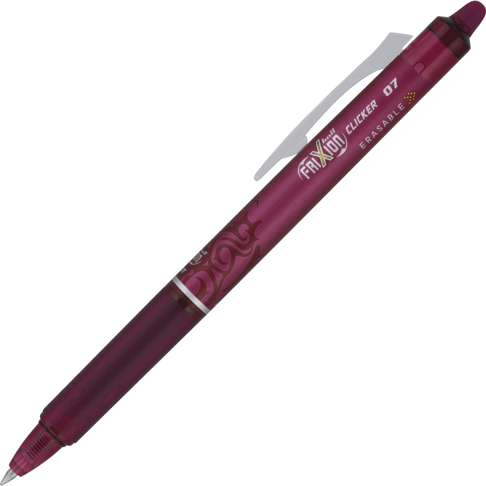 FriXion Clicker Erasable Gel Pen, Retractable, Fine 0.7 mm, Burgundy Ink, Burgundy Barrel, Dozen