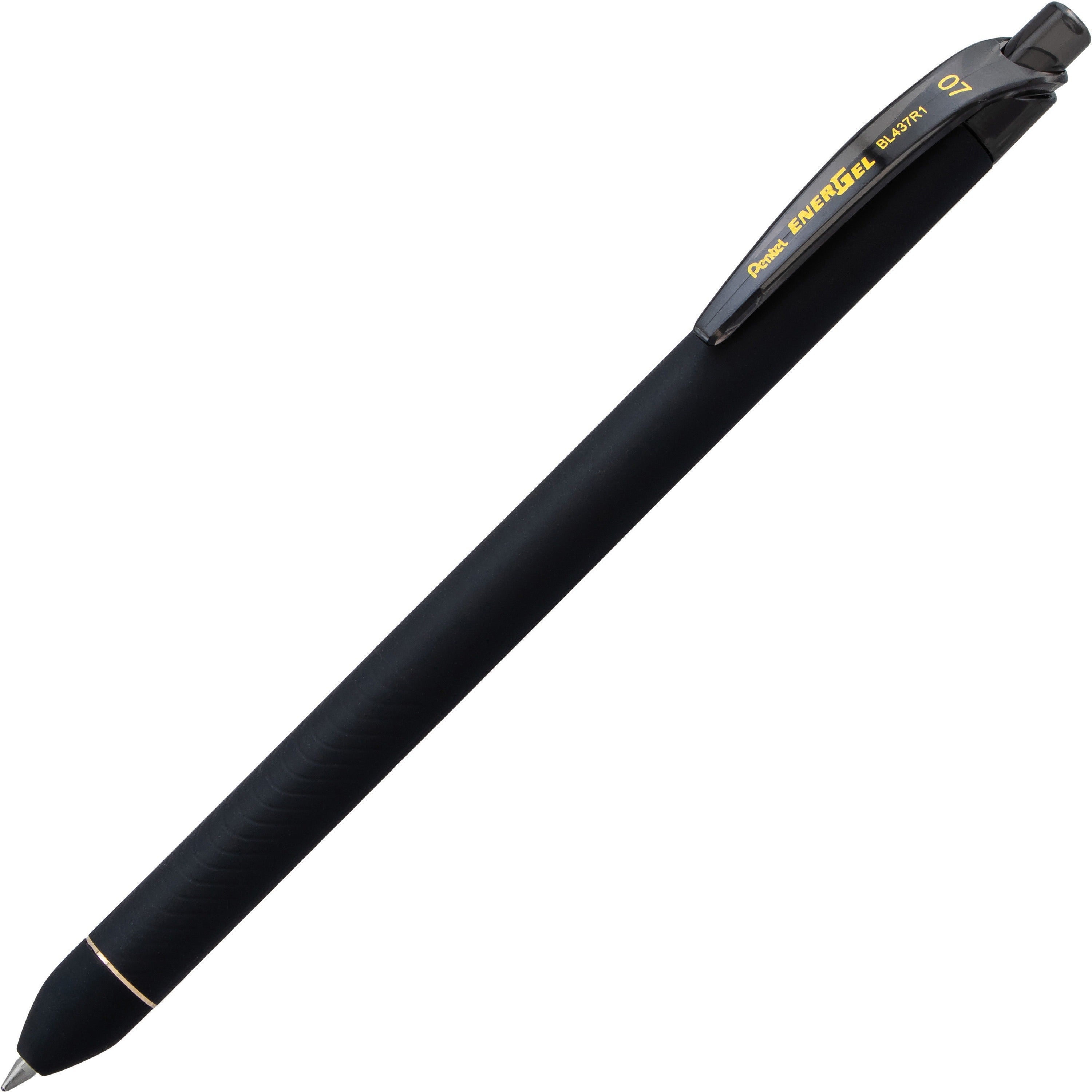 energel-07mm-retractable-pens-07-mm-pen-point-size-retractable-black-liquid-gel-ink-ink-rubberized-barrel-1-dozen_penbl437r1a - 1