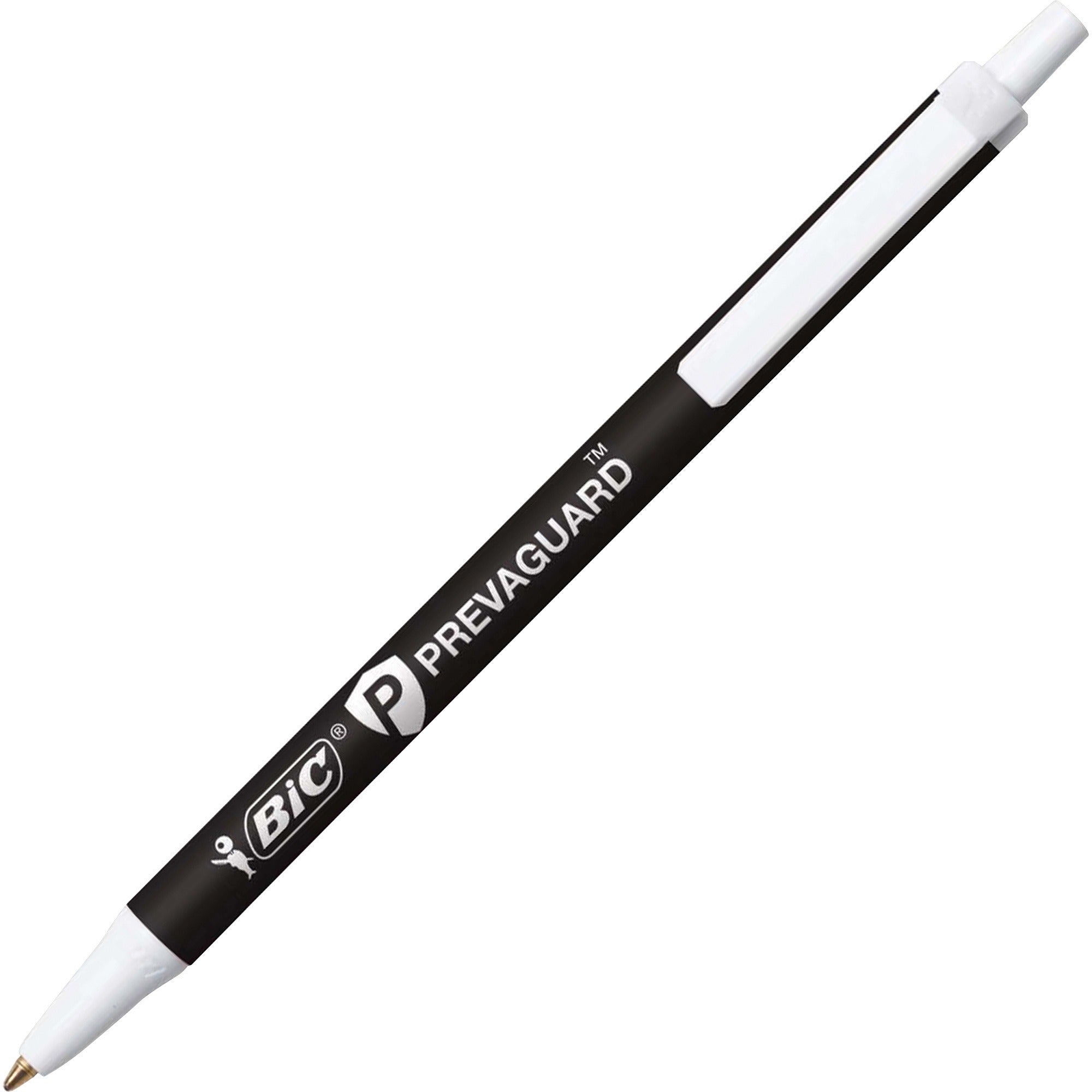 PrevaGuard Ballpoint Pen, Retractable, Medium 1 mm, Black Ink, Black Barrel