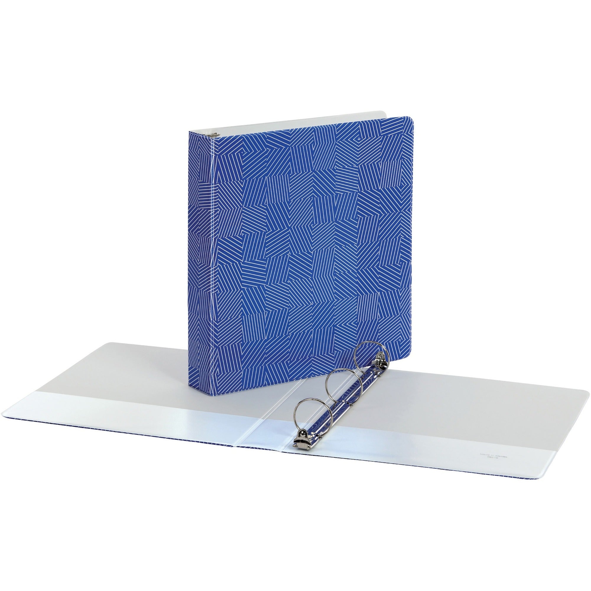 oxford-1-1-2-back-mounted-round-ring-binder-1-1-2-binder-capacity-350-sheet-capacity-round-ring-fasteners-2-internal-pockets-blue-1-each_oxf42551 - 1