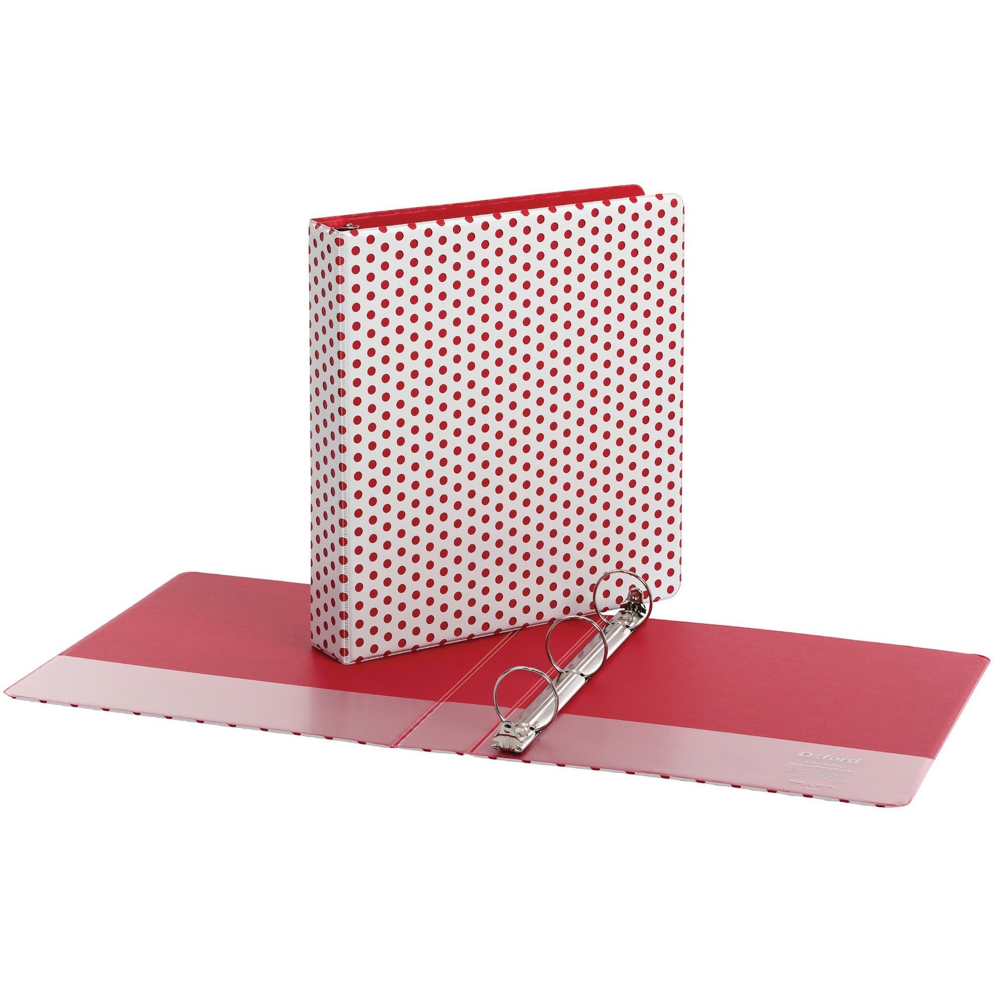oxford-1-1-2-back-mounted-round-ring-binder-1-1-2-binder-capacity-350-sheet-capacity-round-ring-fasteners-2-internal-pockets-red-1-each_oxf42654 - 1