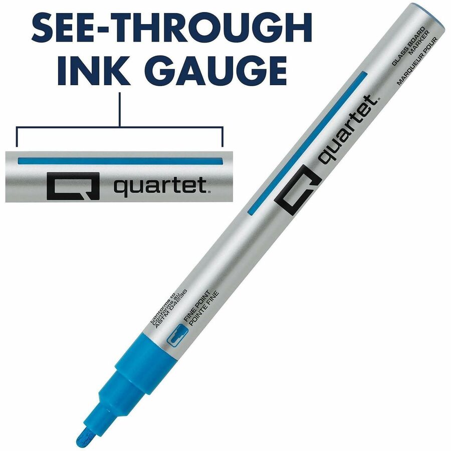 Quartet Glass Board Fine Tip Neon Markers - Fine Marker Point - Assorted Neon Liquid Ink - 6 / Pack