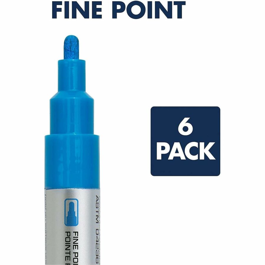 Quartet Glass Board Fine Tip Neon Markers - Fine Marker Point - Assorted Neon Liquid Ink - 6 / Pack
