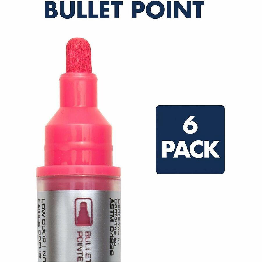 Quartet Glass Board Bullet Tip Neon Markers - Bullet Marker Point Style - Assorted Neon - 6 / Pack