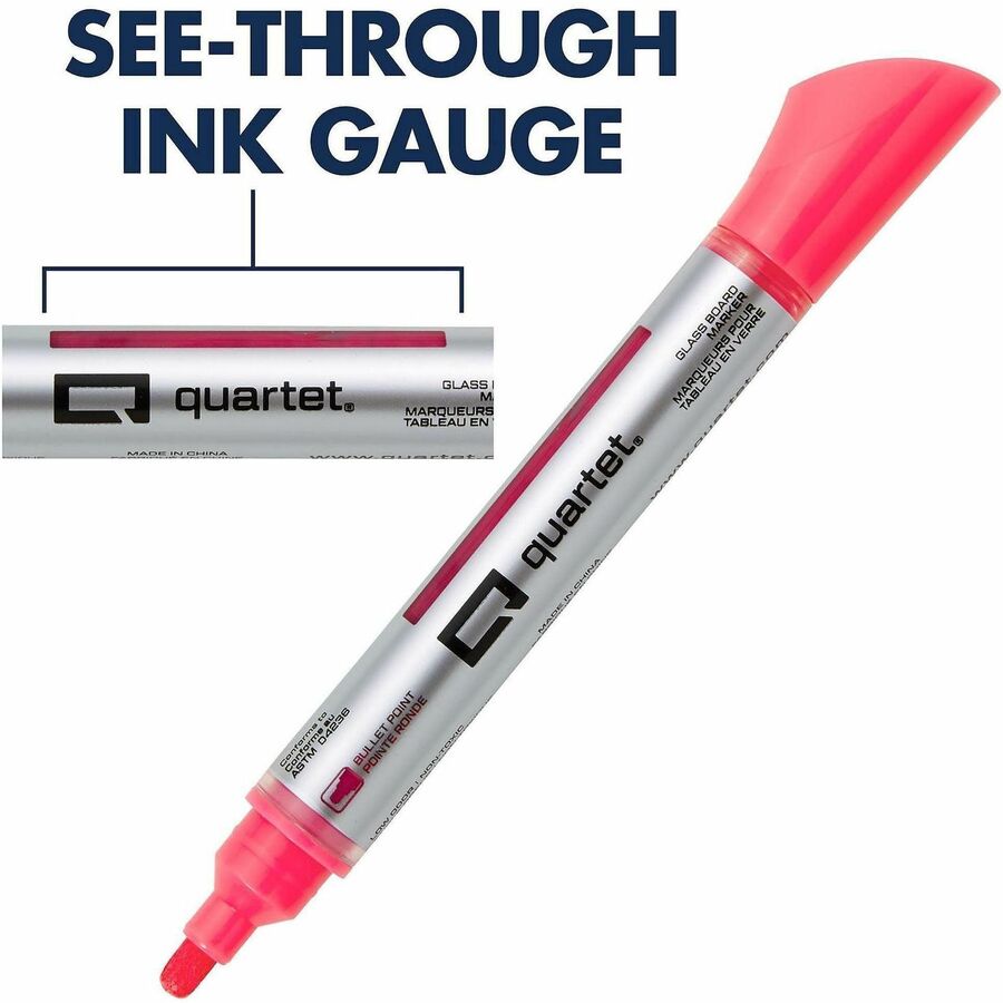 Quartet Glass Board Bullet Tip Neon Markers - Bullet Marker Point Style - Assorted Neon - 6 / Pack