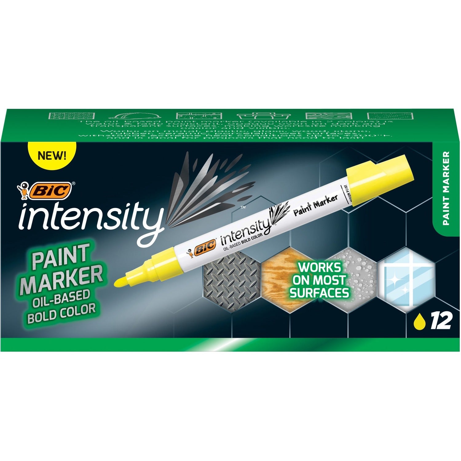 bic-intensity-paint-marker-bullet-marker-point-style-yellow-oil-based-ink-12-pack_bicpmprt11yel - 1