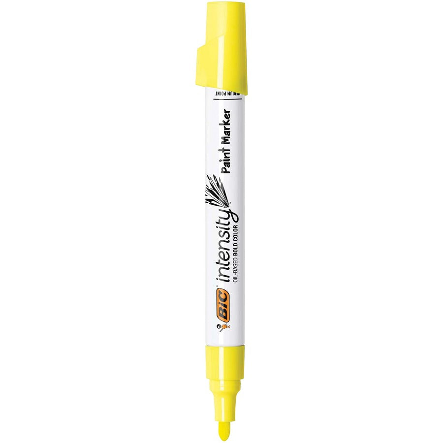 BIC Intensity Paint Marker - Bullet Marker Point Style - Yellow Oil Based Ink - 12 Pack
