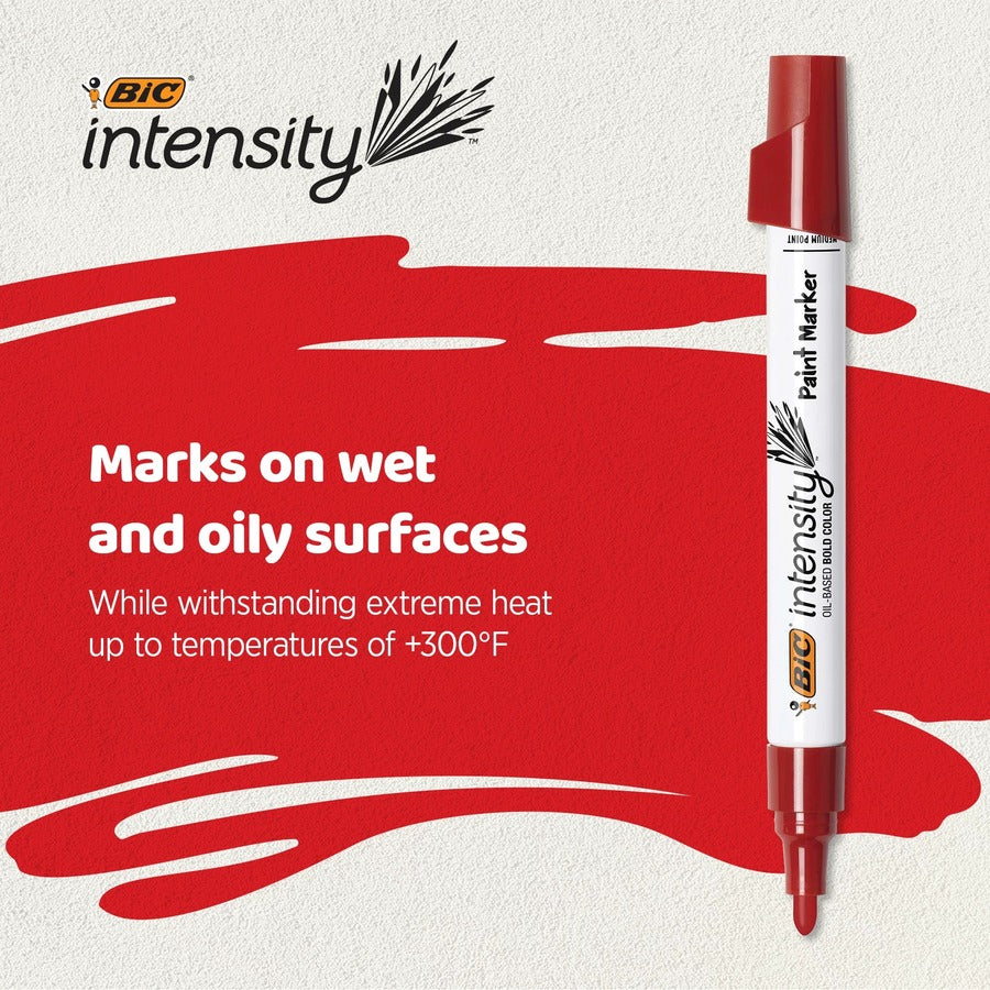 BIC Intensity Paint Marker - Bullet Marker Point Style - Yellow Oil Based Ink - 12 Pack