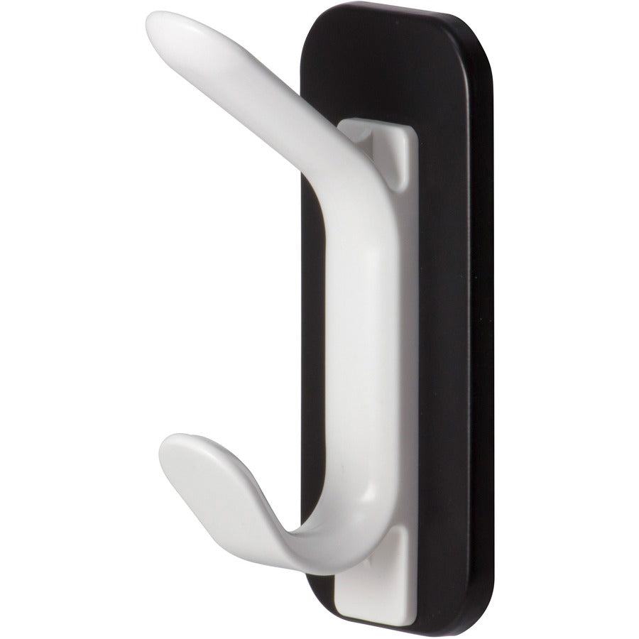 Lorell Magnetic Double Coat Hook - for Coat, Clothes - Plastic - White - 1 Each