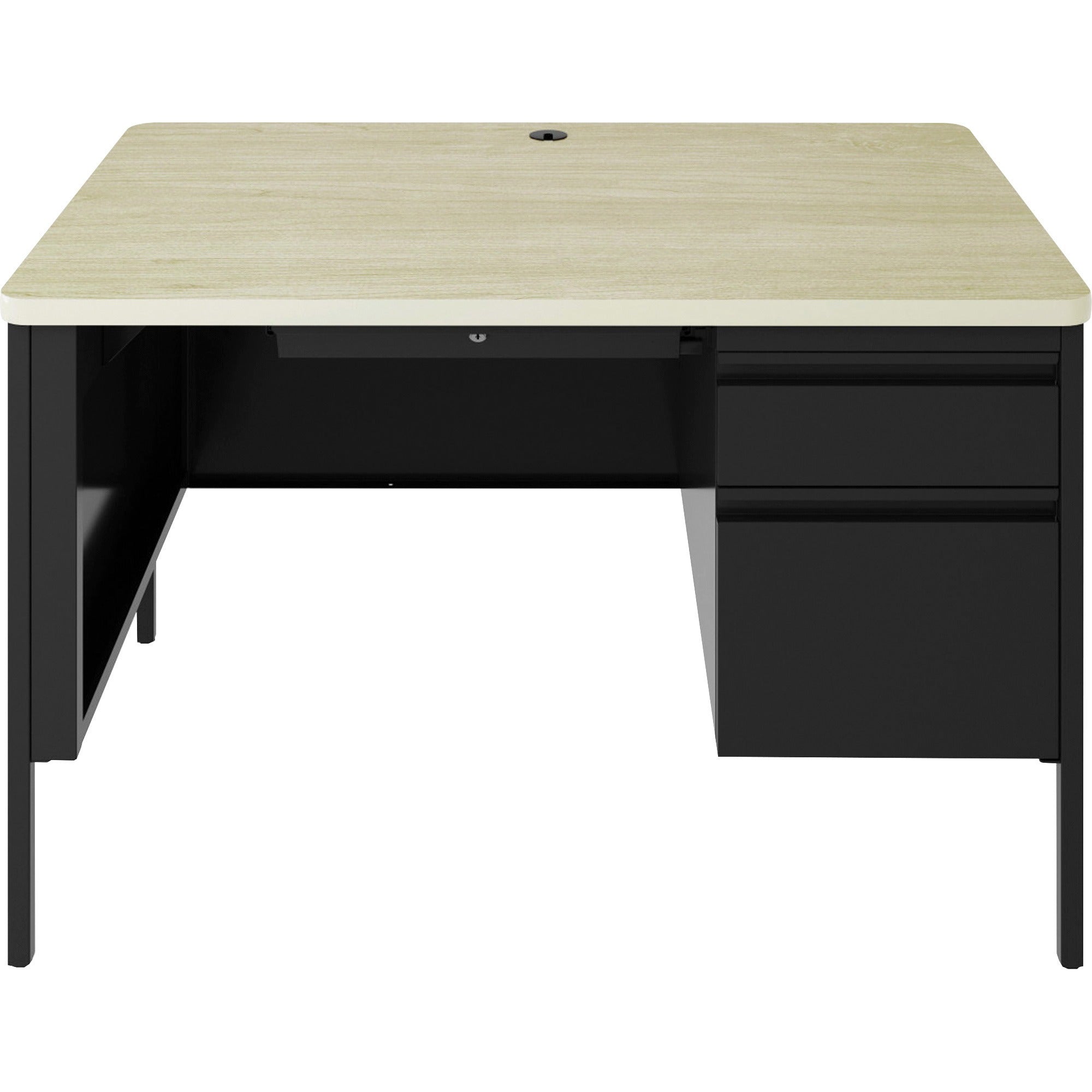 lorell-fortress-series-48-right-single-pedestal-desk-48-x-29530--08-modesty-panel-11-top-single-pedestal-on-right-side-square-edge-material-steel-finish-black_llr66907 - 3