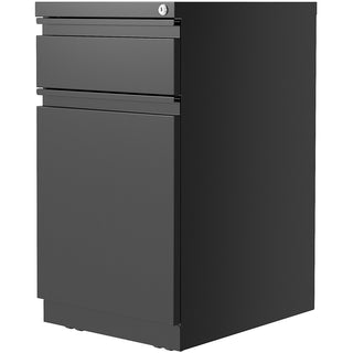 Lorell Mobile File Cabinet with Backpack Drawer - 15" x 27.8"20" - 2 x Box, File Drawer(s) - Finish: Black