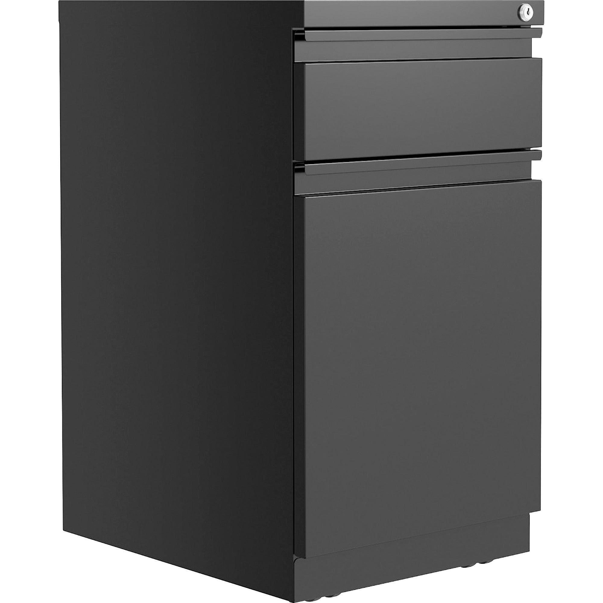Lorell Mobile File Cabinet with Backpack Drawer - 15" x 27.8"20" - 2 x Box, File Drawer(s) - Finish: Black