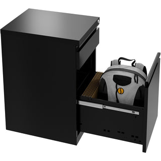 Lorell Mobile File Cabinet with Backpack Drawer - 15" x 27.8"20" - 2 x Box, File Drawer(s) - Finish: Black