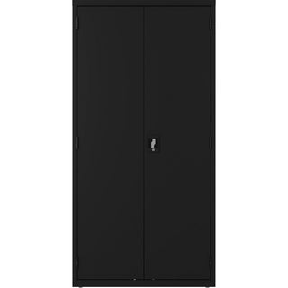 Lorell Wardrobe Storage Cabinet - 36" x 18" x 72" - 2 x Shelf(ves) - Durable, Welded, Recessed Handle, Removable Lock, Locking System, Adjustable Shelf - Black - Steel - Recycled