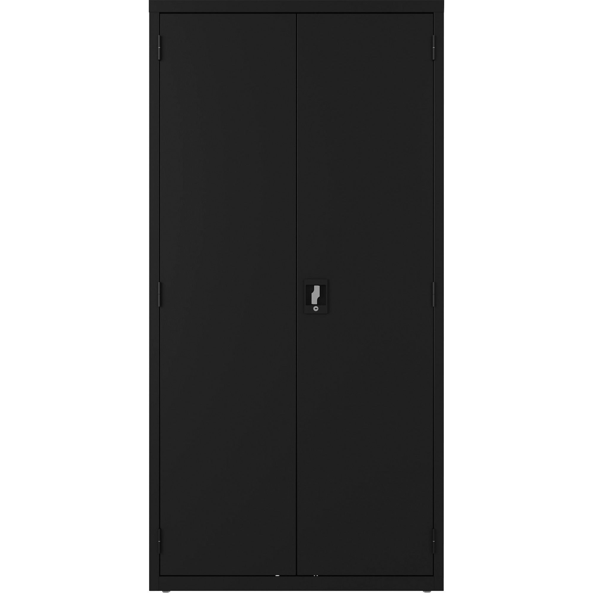 lorell-wardrobe-storage-cabinet-36-x-18-x-72-2-x-shelfves-durable-welded-recessed-handle-removable-lock-locking-system-adjustable-shelf-black-steel-recycled_llr03088 - 2