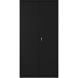 lorell-wardrobe-storage-cabinet-36-x-18-x-72-2-x-shelfves-durable-welded-recessed-handle-removable-lock-locking-system-adjustable-shelf-black-steel-recycled_llr03088 - 2