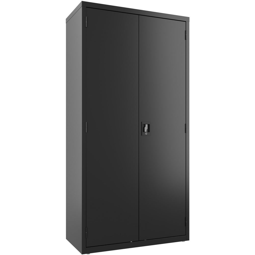 lorell-wardrobe-storage-cabinet-36-x-18-x-72-2-x-shelfves-durable-welded-recessed-handle-removable-lock-locking-system-adjustable-shelf-black-steel-recycled_llr03088 - 1