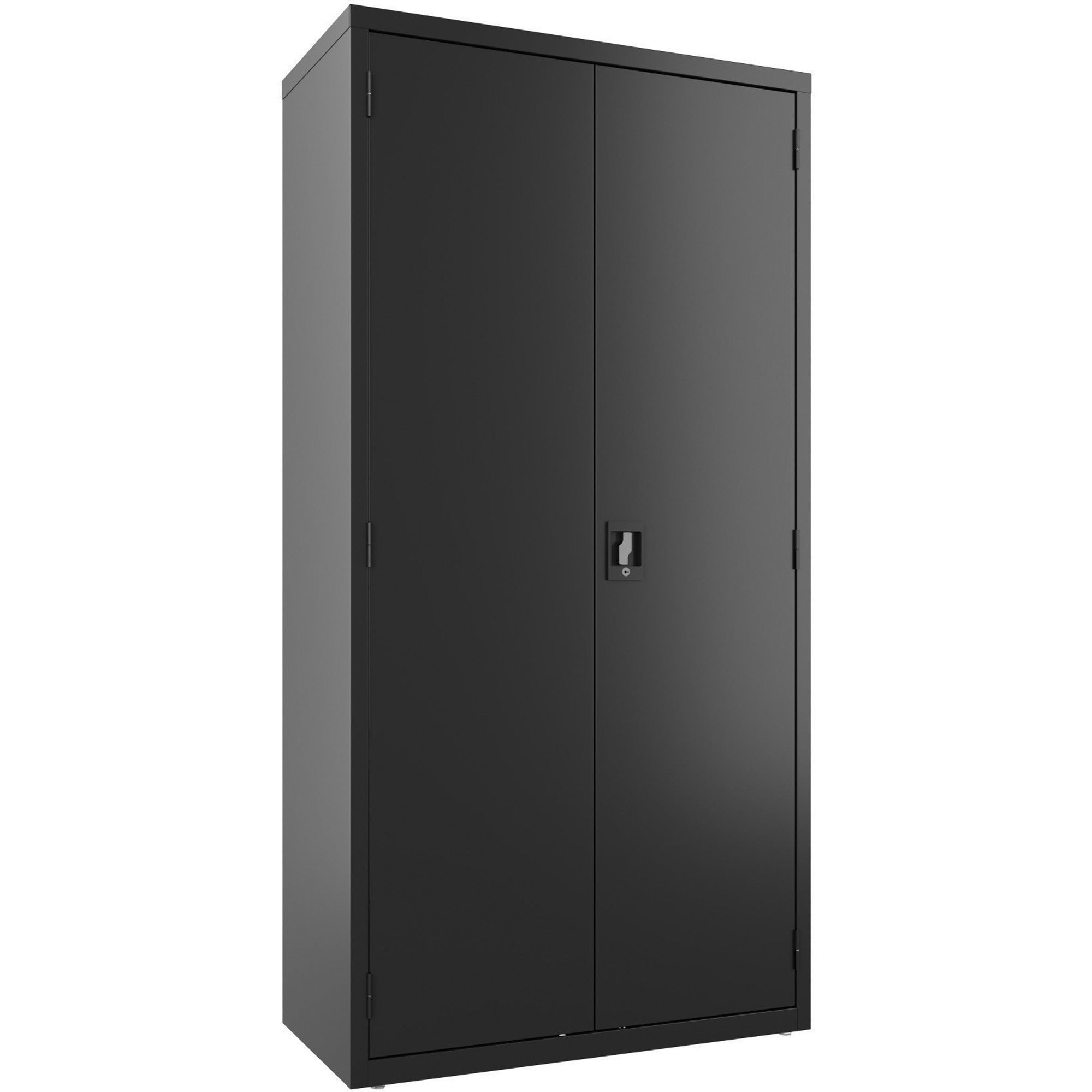 lorell-wardrobe-storage-cabinet-36-x-18-x-72-2-x-shelfves-durable-welded-recessed-handle-removable-lock-locking-system-adjustable-shelf-black-steel-recycled_llr03088 - 1