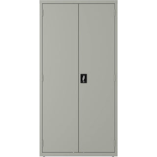 Lorell Wardrobe Storage Cabinet - 36" x 18" x 72" - 2 x Shelf(ves) - Durable, Welded, Recessed Handle, Removable Lock, Locking System, Adjustable Shelf - Light Gray - Steel - Recycled