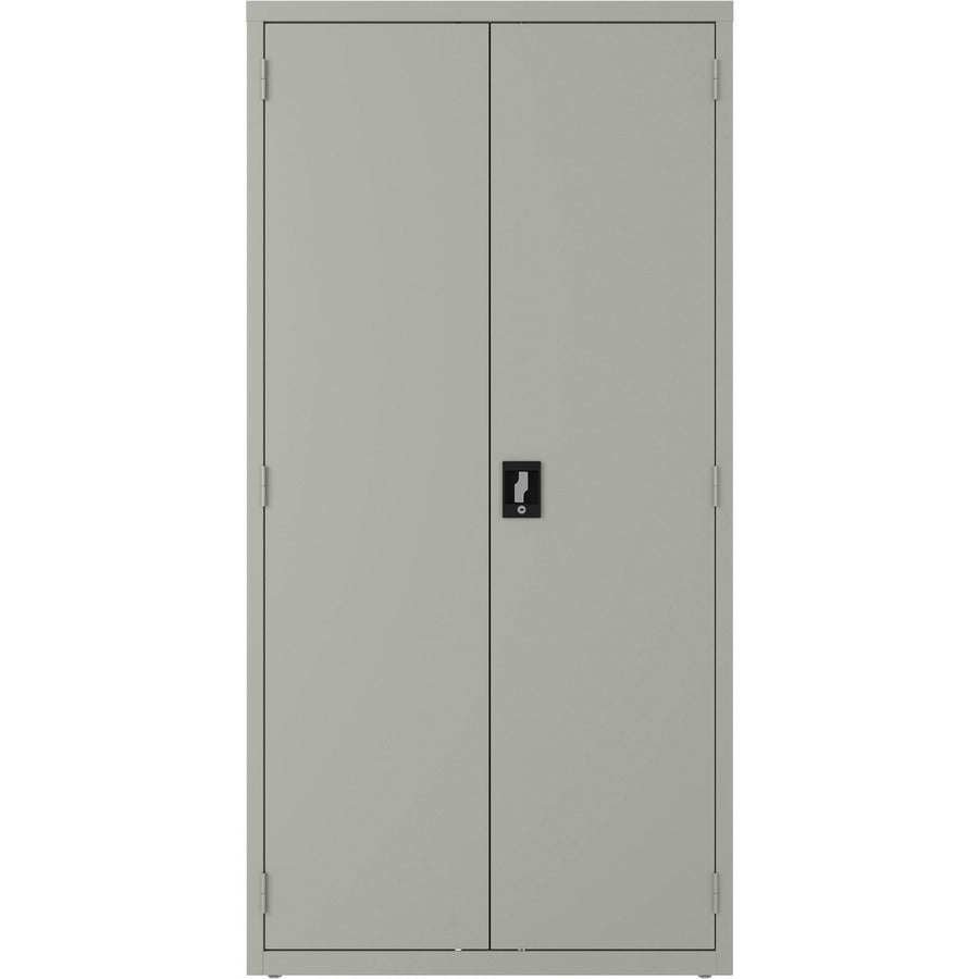 Lorell Wardrobe Storage Cabinet - 36" x 18" x 72" - 2 x Shelf(ves) - Durable, Welded, Recessed Handle, Removable Lock, Locking System, Adjustable Shelf - Light Gray - Steel - Recycled