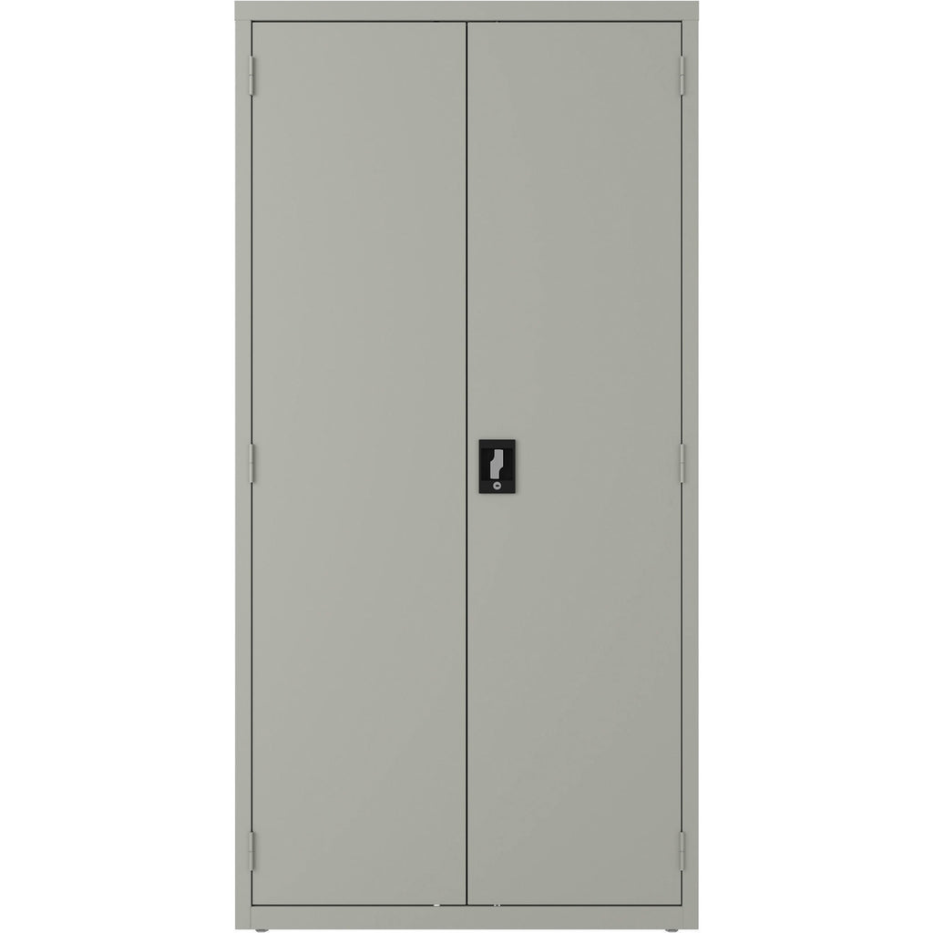 lorell-wardrobe-storage-cabinet-36-x-18-x-72-2-x-shelfves-durable-welded-recessed-handle-removable-lock-locking-system-adjustable-shelf-light-gray-steel-recycled_llr03089 - 2