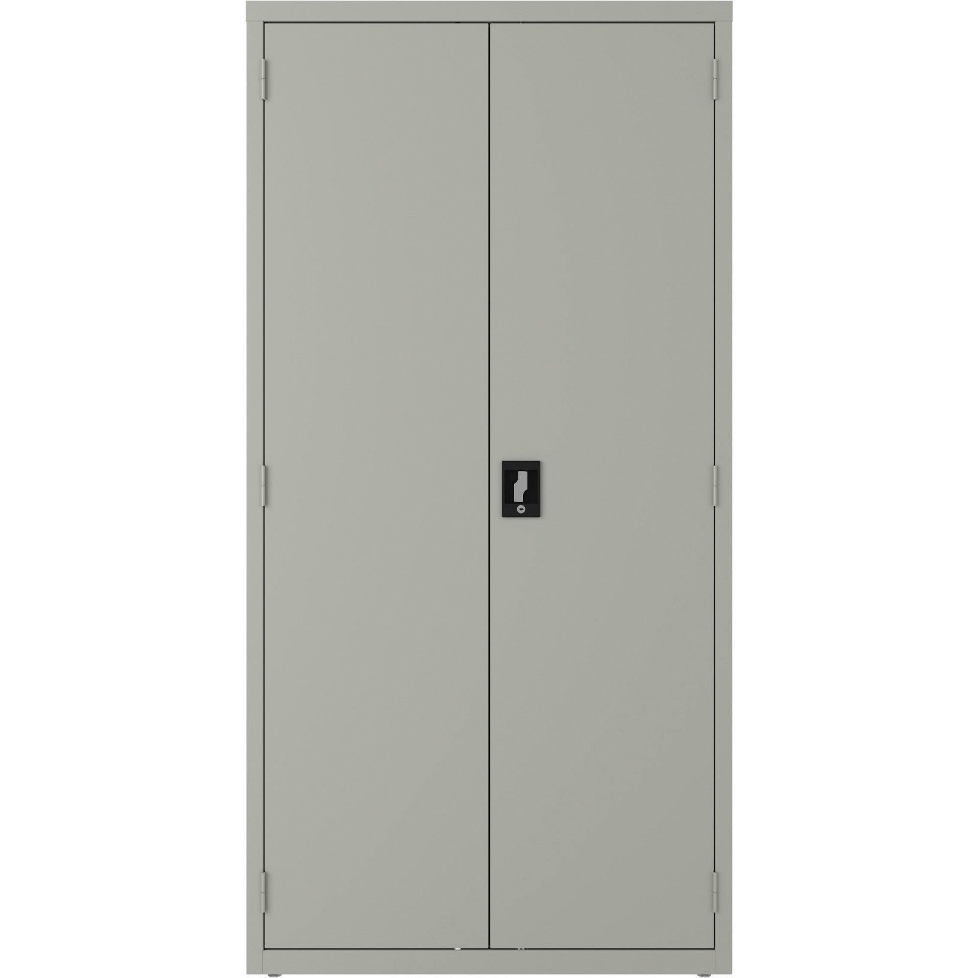 lorell-wardrobe-storage-cabinet-36-x-18-x-72-2-x-shelfves-durable-welded-recessed-handle-removable-lock-locking-system-adjustable-shelf-light-gray-steel-recycled_llr03089 - 2