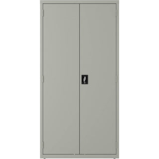 lorell-wardrobe-storage-cabinet-36-x-18-x-72-2-x-shelfves-durable-welded-recessed-handle-removable-lock-locking-system-adjustable-shelf-light-gray-steel-recycled_llr03089 - 2