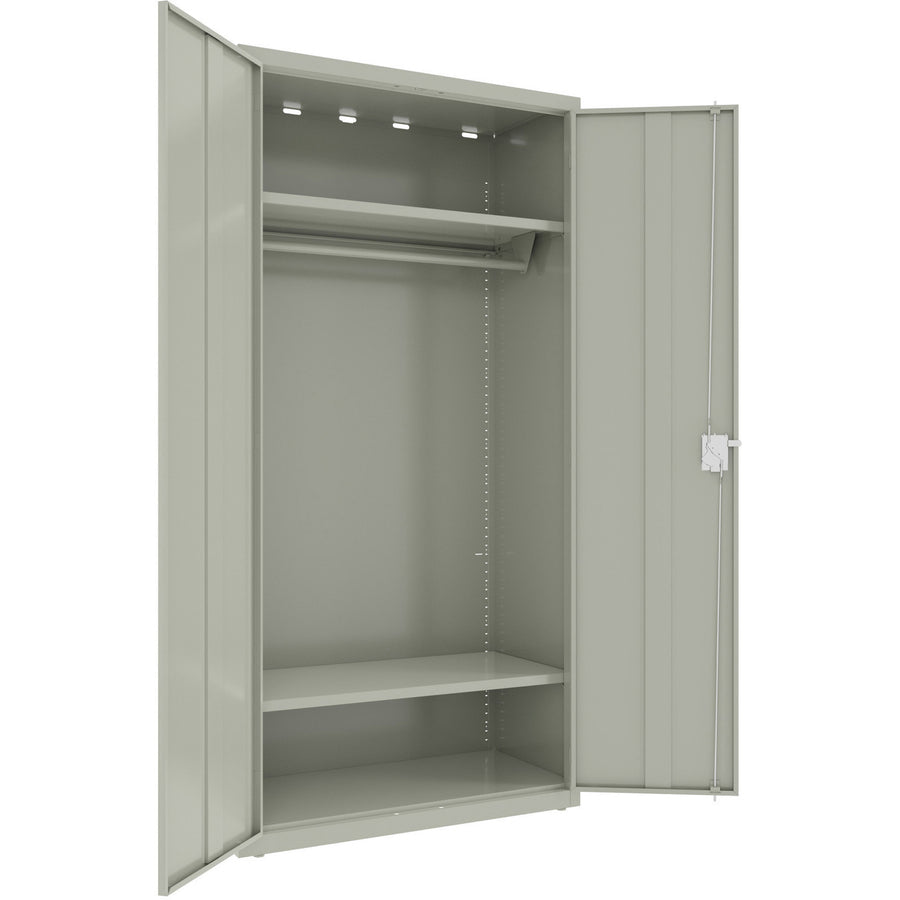 lorell-wardrobe-storage-cabinet-36-x-18-x-72-2-x-shelfves-durable-welded-recessed-handle-removable-lock-locking-system-adjustable-shelf-light-gray-steel-recycled_llr03089 - 3