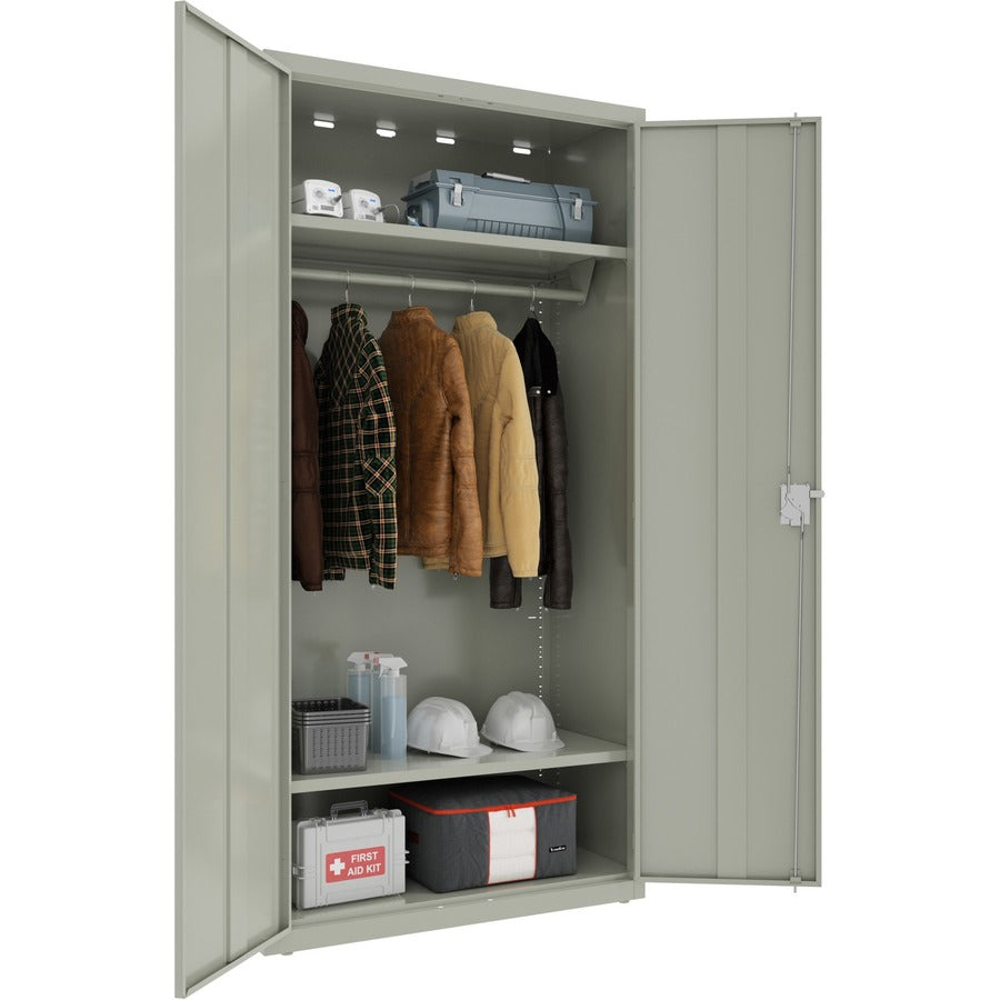 lorell-wardrobe-storage-cabinet-36-x-18-x-72-2-x-shelfves-durable-welded-recessed-handle-removable-lock-locking-system-adjustable-shelf-light-gray-steel-recycled_llr03089 - 4