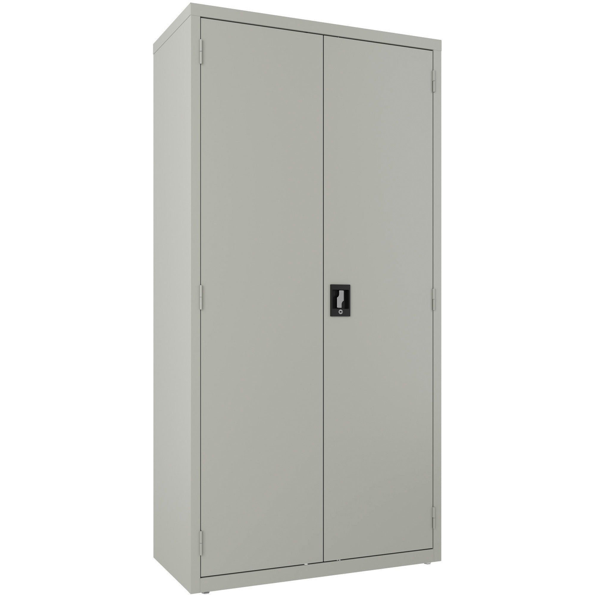 lorell-wardrobe-storage-cabinet-36-x-18-x-72-2-x-shelfves-durable-welded-recessed-handle-removable-lock-locking-system-adjustable-shelf-light-gray-steel-recycled_llr03089 - 1