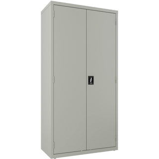 lorell-wardrobe-storage-cabinet-36-x-18-x-72-2-x-shelfves-durable-welded-recessed-handle-removable-lock-locking-system-adjustable-shelf-light-gray-steel-recycled_llr03089 - 1