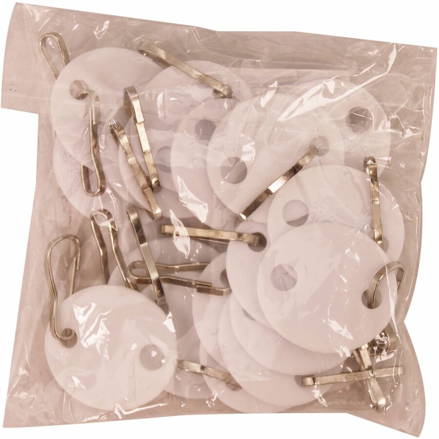 Sparco Oval Key Tags - 0.75" Length x 1.10" Width - Oval - Hook Fastener - 20 / Pack - Plastic - White