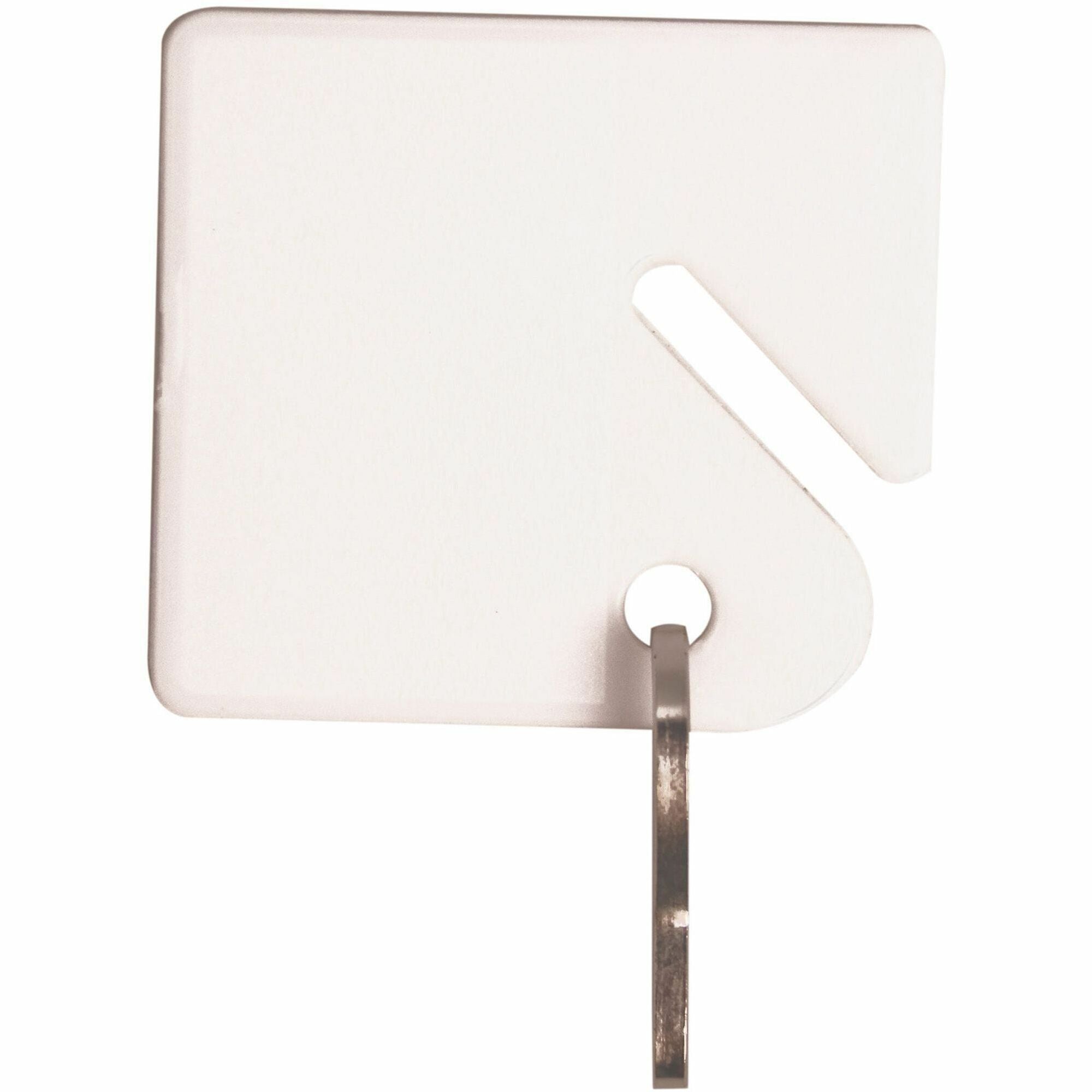 Sparco Square Key Tags - 4.75" Length x 1.40" Width - Square - Hook Fastener - 20 / Pack - Plastic - White