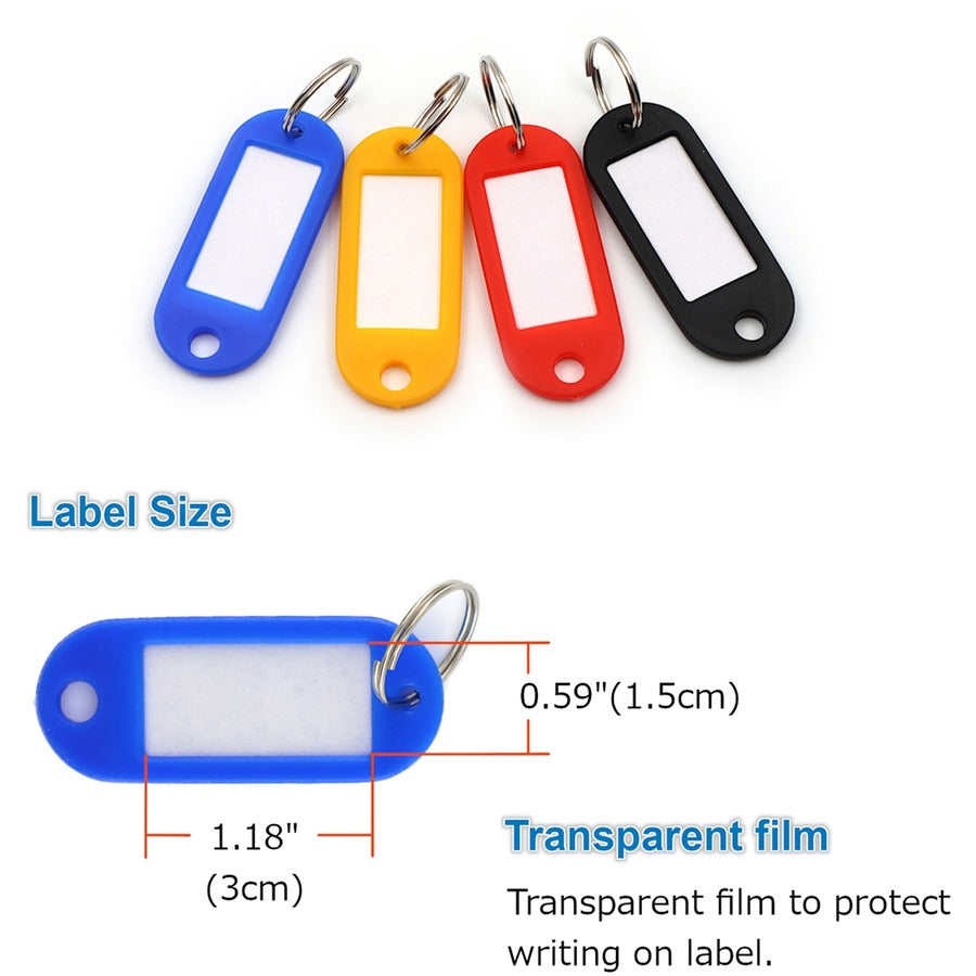 CARL Split Ring Key Tags - 3" Length x 3" Width - Ring Fastener - 20 / Pack - Plastic - Assorted