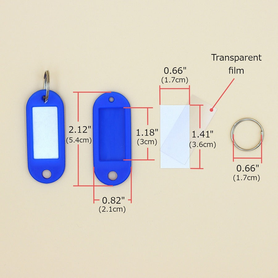 CARL Split Ring Key Tags - 3" Length x 3" Width - Ring Fastener - 20 / Pack - Plastic - Assorted