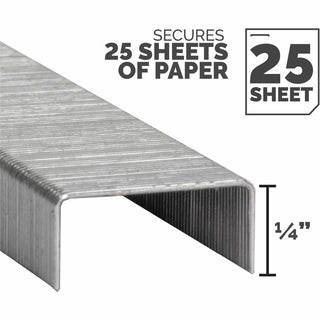 Standard 0.25" Full Strip Staples, 0.25" Leg, 0.5" Crown, Steel, 5,000/Pack