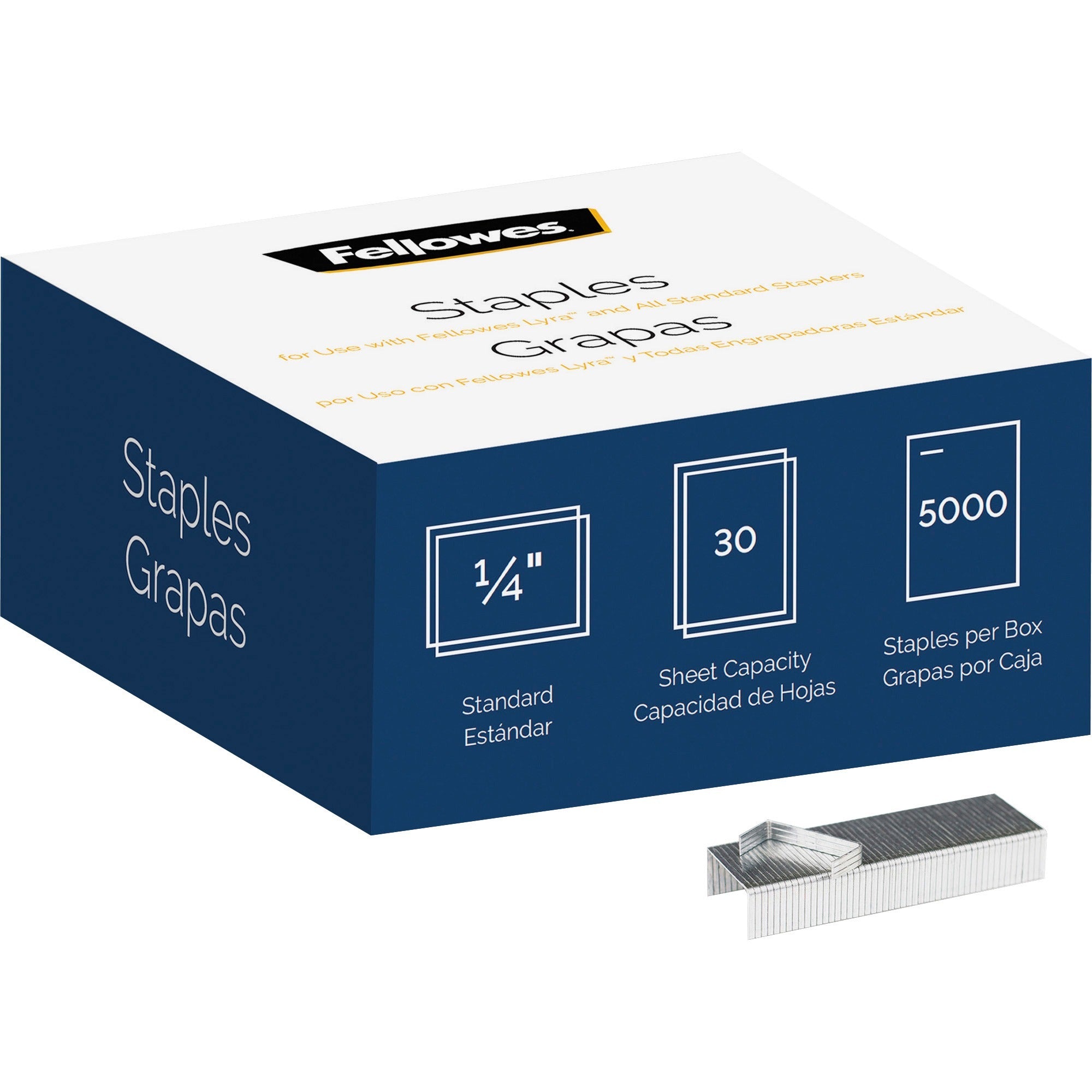 Standard 0.25" Full Strip Staples, 0.25" Leg, 0.5" Crown, Steel, 5,000/Pack