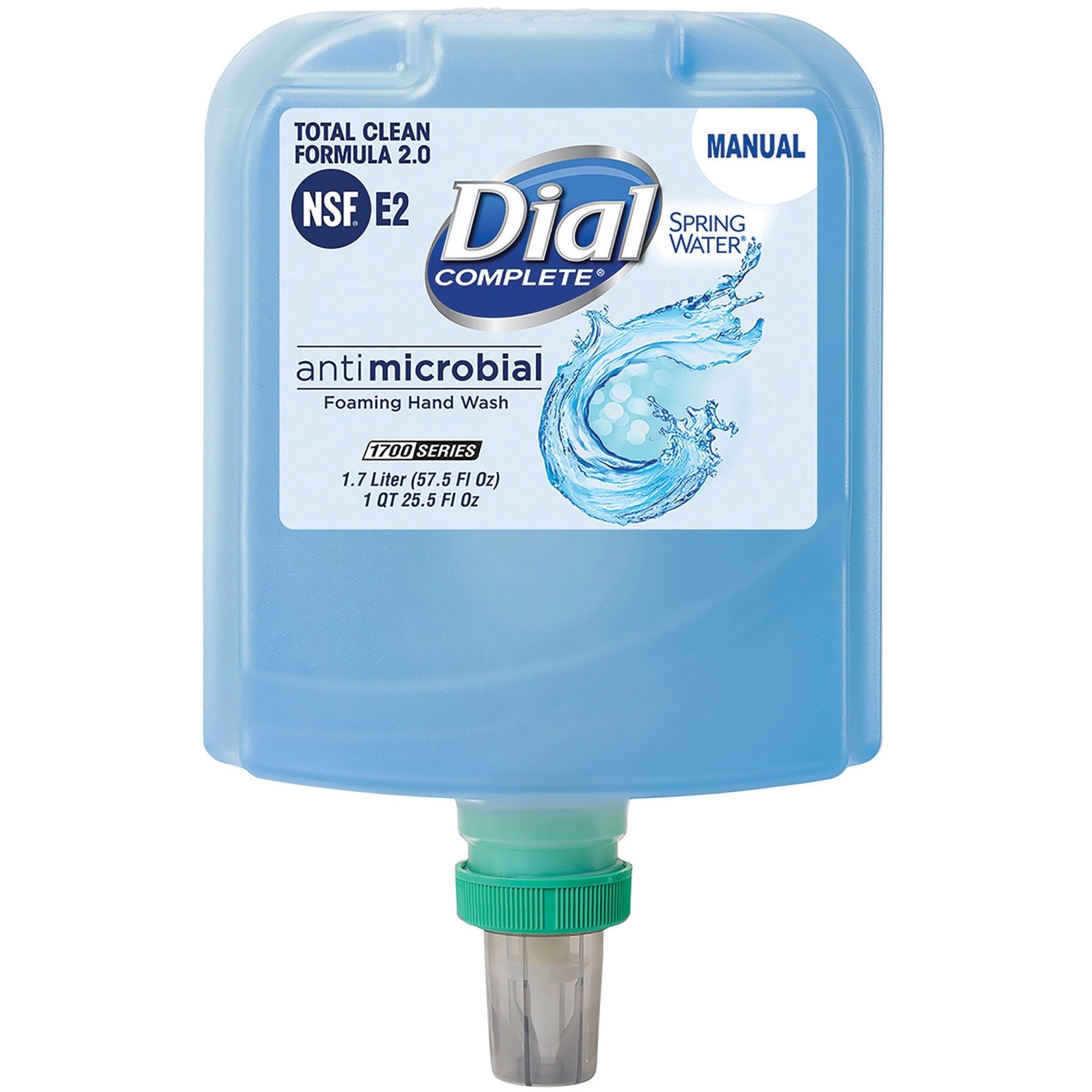 Dial Complete Complete Antibacterial Foaming Hand Wash Refill - Spring Water ScentFor - 57.5 fl oz (1700.5 mL) - Bacteria Remover - Home, Healthcare, School, Office, Restaurant, Daycare - Moisturizing - Antibacterial - Blue - Non-drying - 1 Each