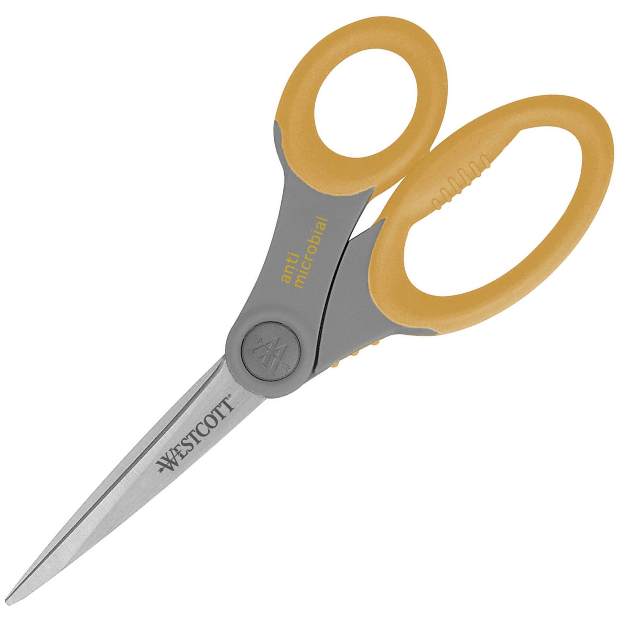 westcott-8-titanium-bonded-antimicrobial-scissors-left-right-titanium-straight-tip-gray-yellow-1-each_acm17805 - 1