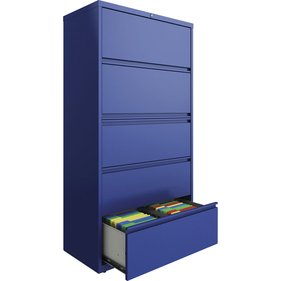 lorell-fortress-series-lateral-file-w-roll-out-posting-shelf-36-x-188-x-678-5-x-drawers-for-file-letter-legal-a4-lateral-hanging-rail-label-holder-durable-nonporous-surface-removable-lock-locking-bar-pull-out-drawer-ball-bea_llr03122 - 4