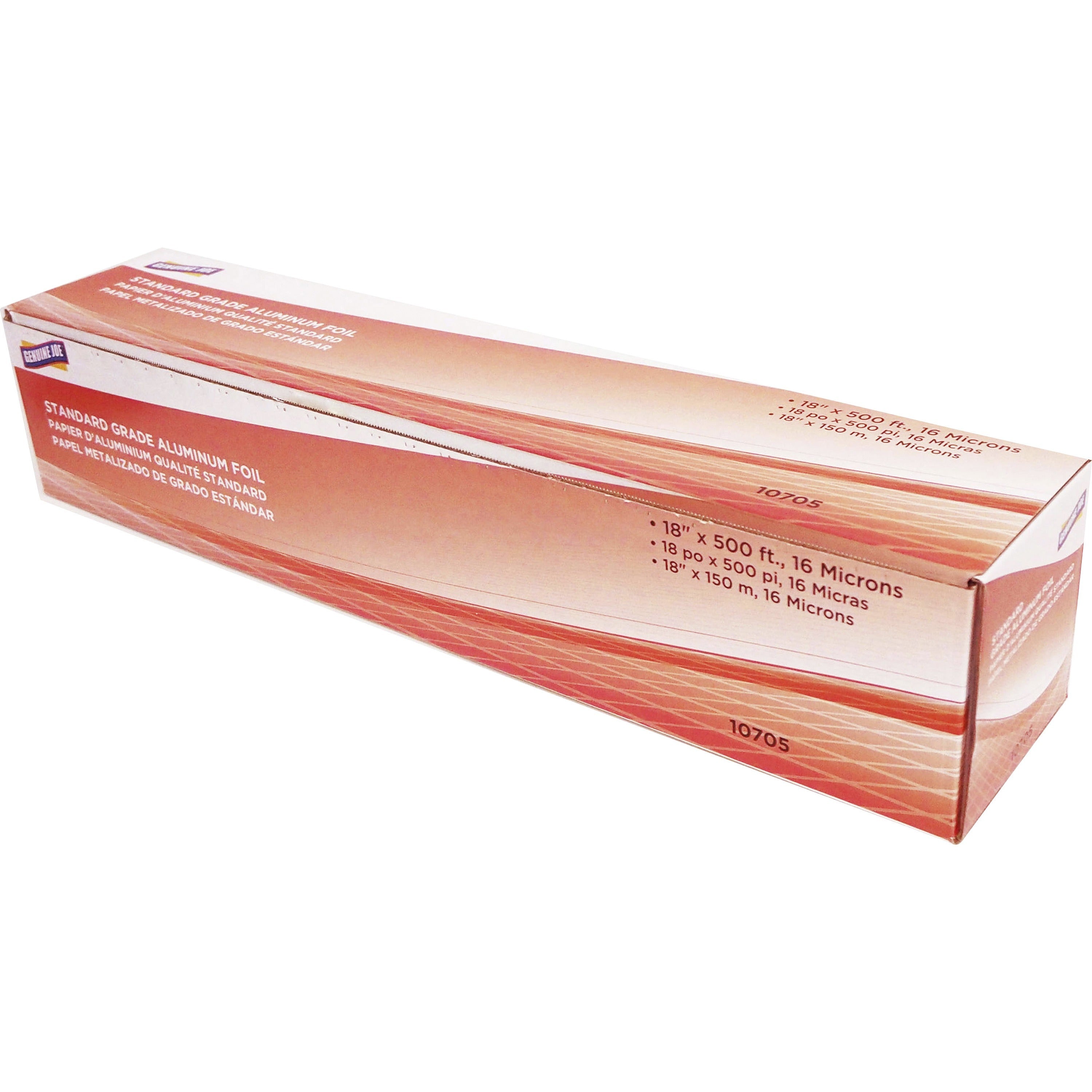 genuine-joe-standard-grade-aluminum-foil-18-width-x-500-ft-length-pliable-disposable-aluminum-foil-silver-1each_gjo10705 - 1