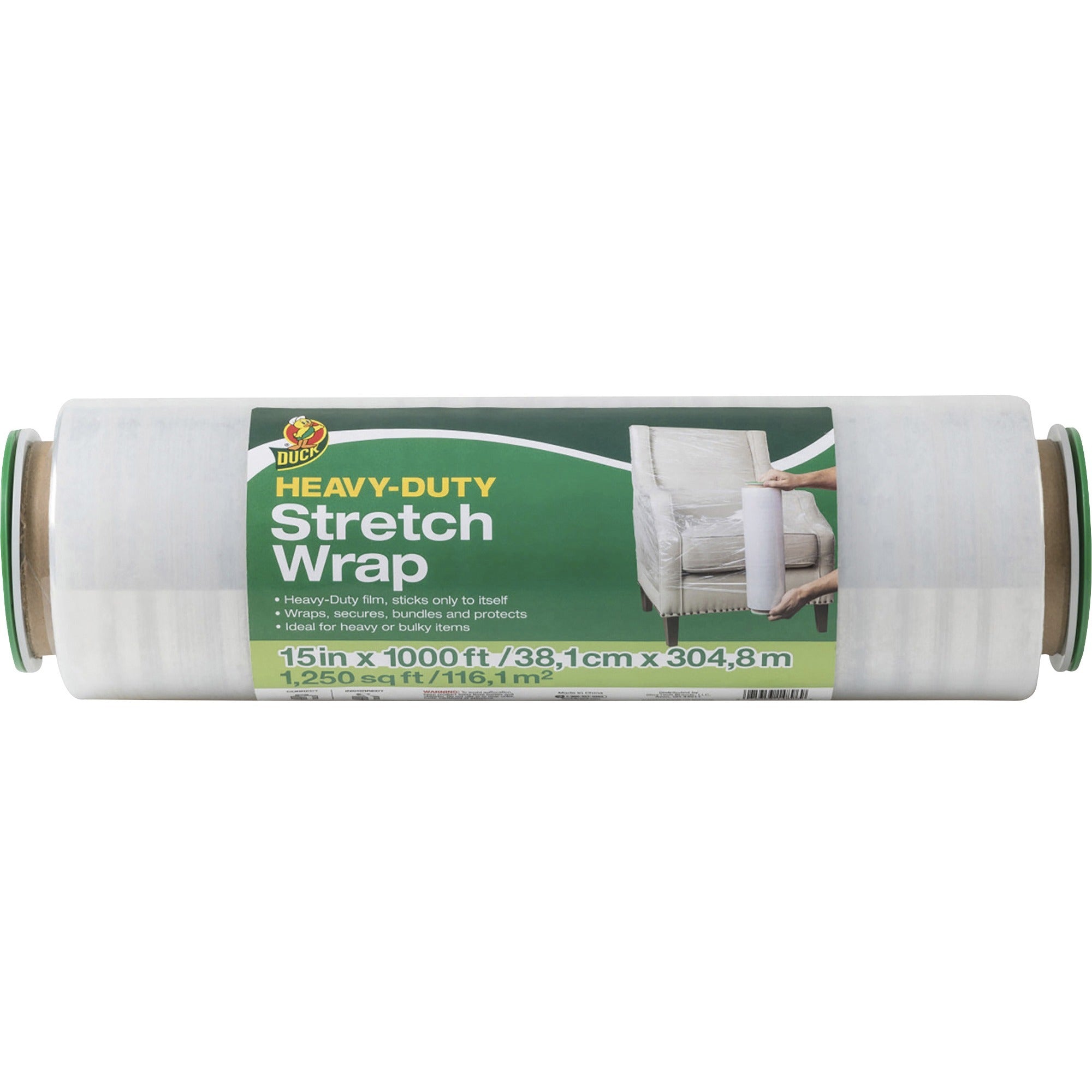 duck-heavy-duty-stretch-wrap-15-width-x-1000-ft-length-heavy-duty-handle-self-stick-residue-free-non-adhesive-plastic-clear-1each_duc285709 - 2
