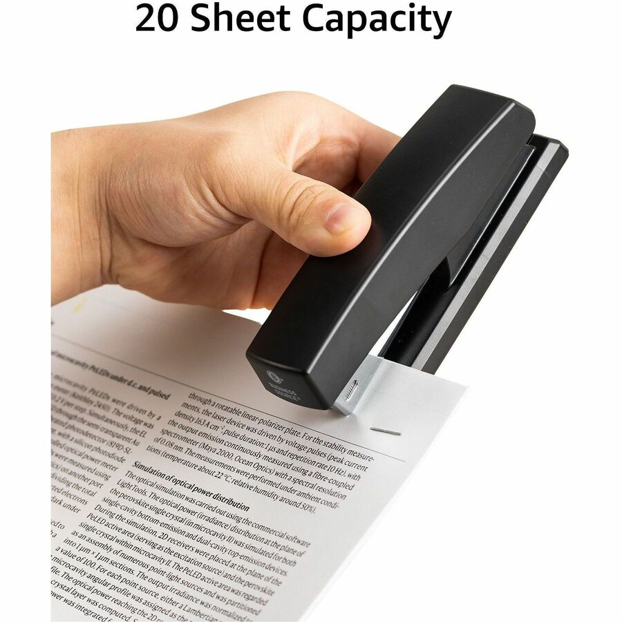 Business Source Half-strip Stapler - 20 Sheets Capacity - 105 Staple Capacity - Half Strip - 1 Each - Black