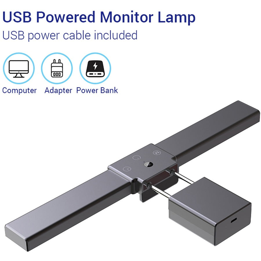 Lorell 15.75" LED Monitor Lamp - 0.9" Height - 3.6" Width - LED Bulb - Built-in Clip, Dimmable, Automatic Off Timer - Black - for LCD Monitor, Desk
