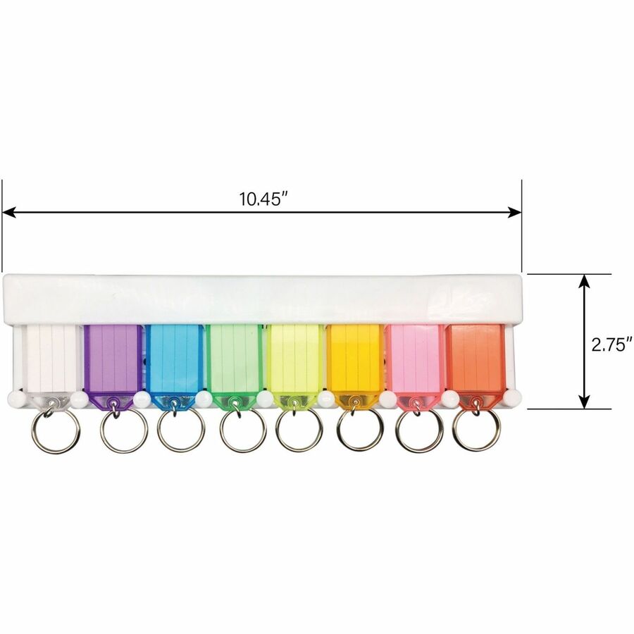 Sparco Wall Mount Key Rack - 8 x Key Tag - 2.8" Height x 10.5" Width0.5" Length - Assorted - 1 / Set