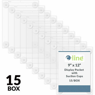 C-Line Heavyweight Display Pocket - 15 / Box - 9" Width x 12" Height - Heavyweight, Strong, Top Loading, Suction Cup - Clear
